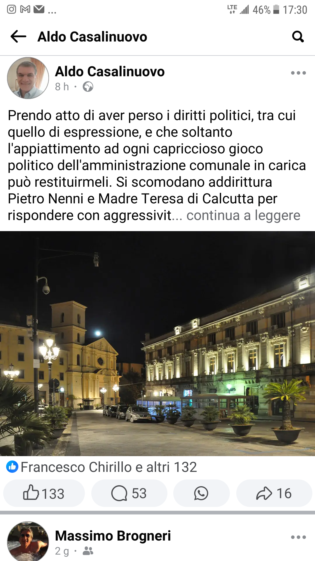 Secondo post Fb antiFiorita Aldo Casalinuovo