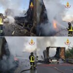 Lamezia-Catanzaro (Ss 280), incendio di un articolato con cella frigorifera